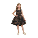 Black Emelina Floral Pleated Dress