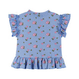Infant Girls Knit Seersucker Top & Pant Set | Blue Floral