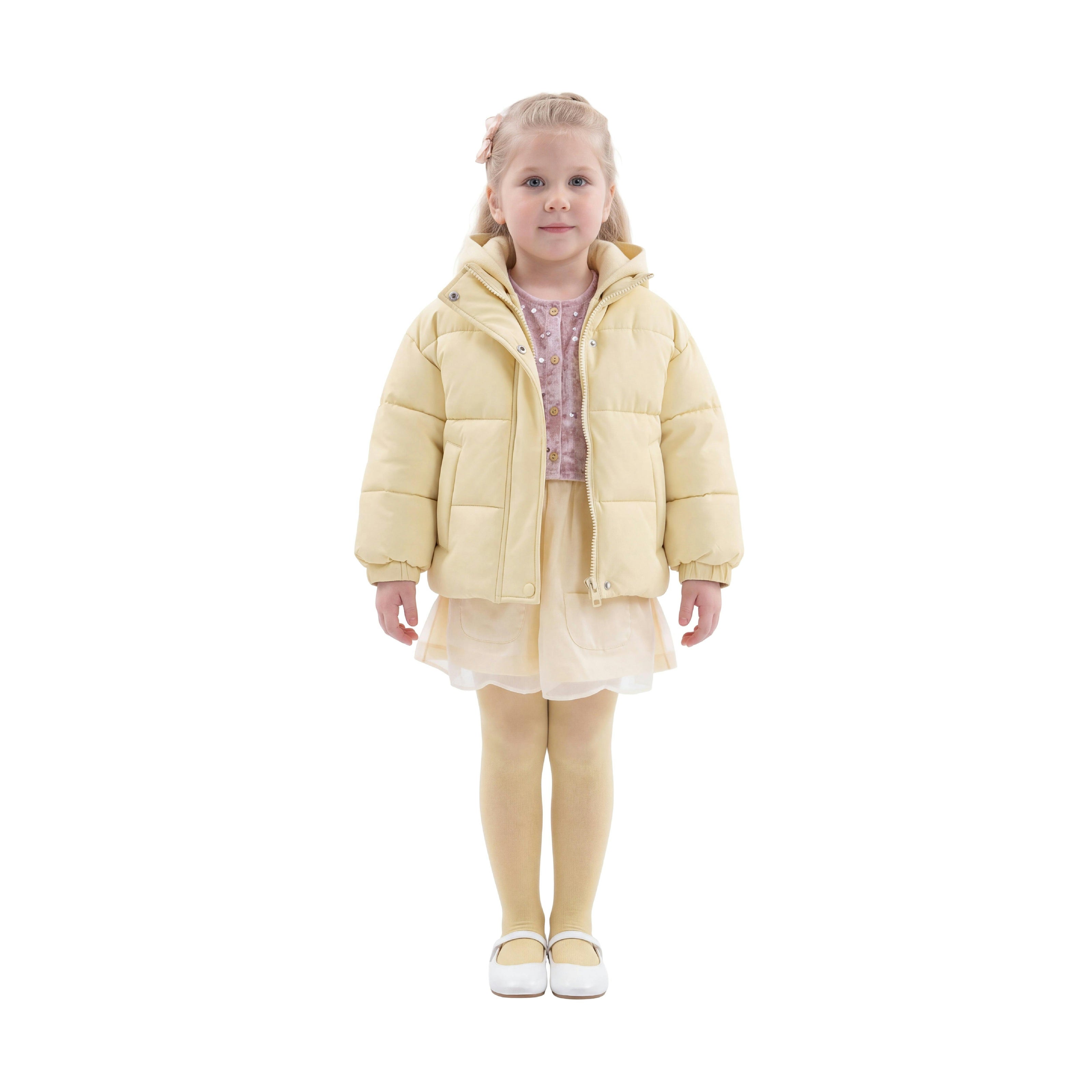 Yellow Hooded Puffer Jacket