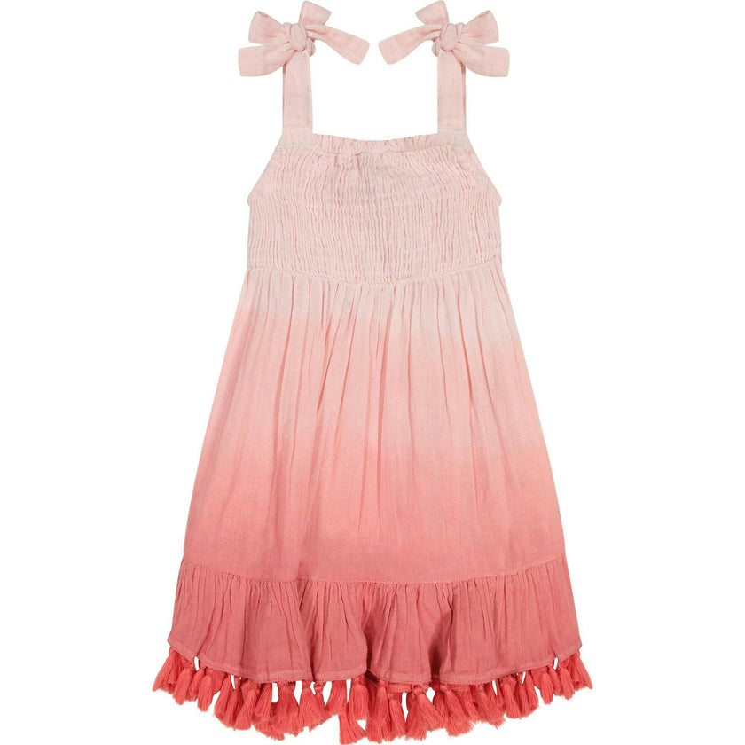 Maya Girl's Shoulder Tie Sundress Rose Ombre, Pink