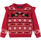 Infant Red Fair Isle Sweater W/glitter Legging Set