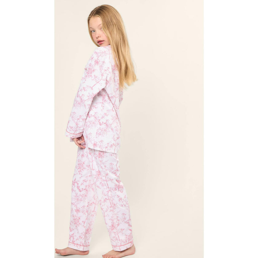 Kid's Twill Pajama Set in Pink Timeless Toile