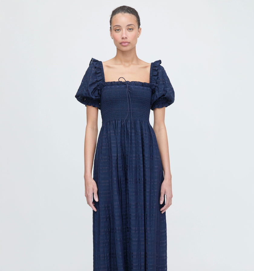 The Scarlett Nap Dress - Navy Sheer Plaid