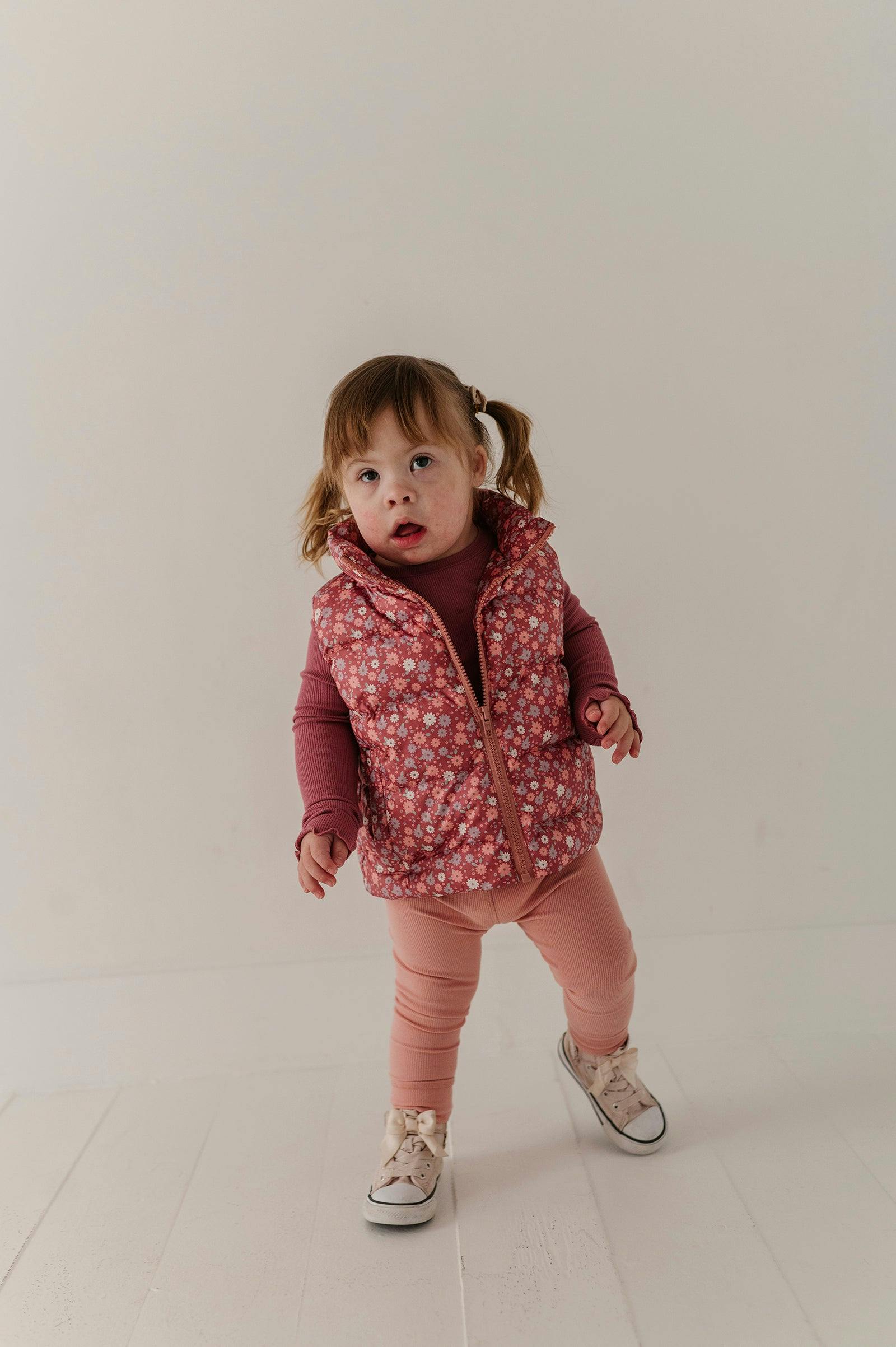 Girls Puffer Vest in Tiny Petals