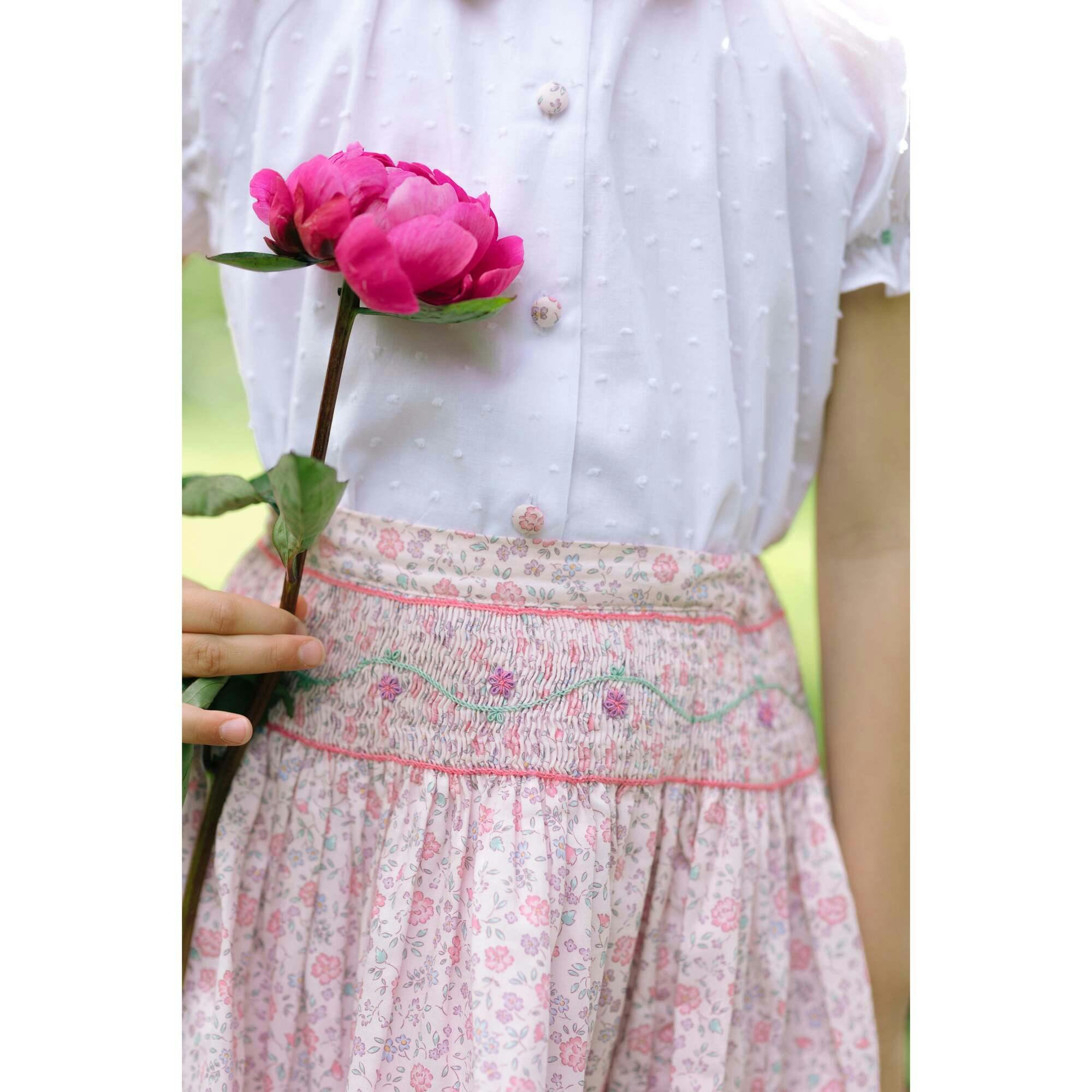 Marie Floral Blue Skirt & Short Sleeve Blouse