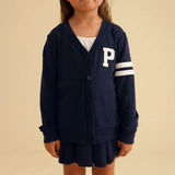 Varsity Navy French Terry Varsity Cardigan