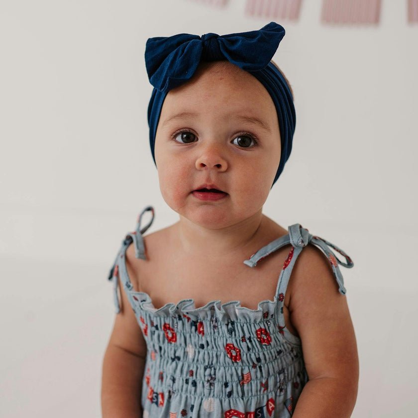 Baby Girl Tie-Smocked Bodysuit in American Cowgirl