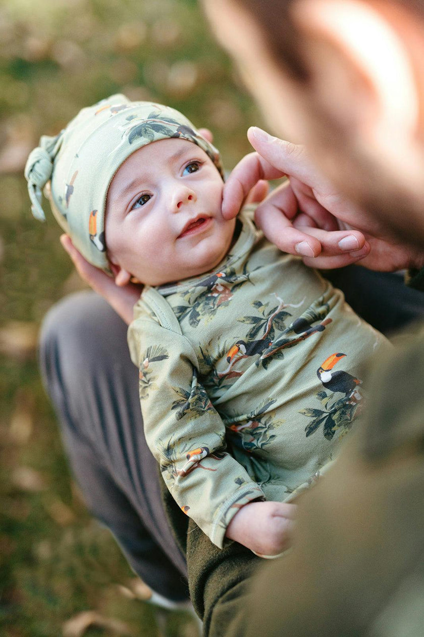 Cotton Stretch Newborn Gown & Hat Set