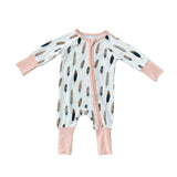 Long Sleeve Zip Romper Hair Bow