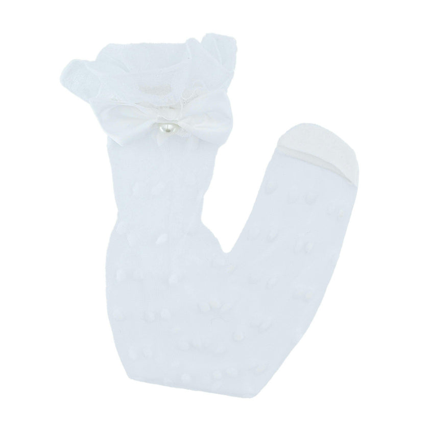 Transparent Polka-Dot Bow Trim Socks