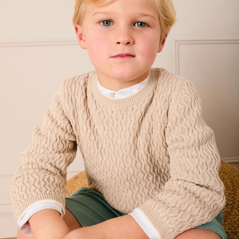 Wave Knit Jumper in Beige (3-10yrs)