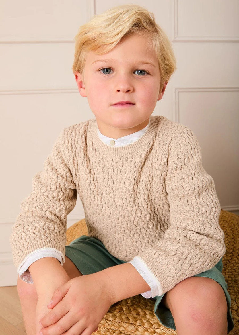 Wave Knit Jumper in Beige (3-10yrs)
