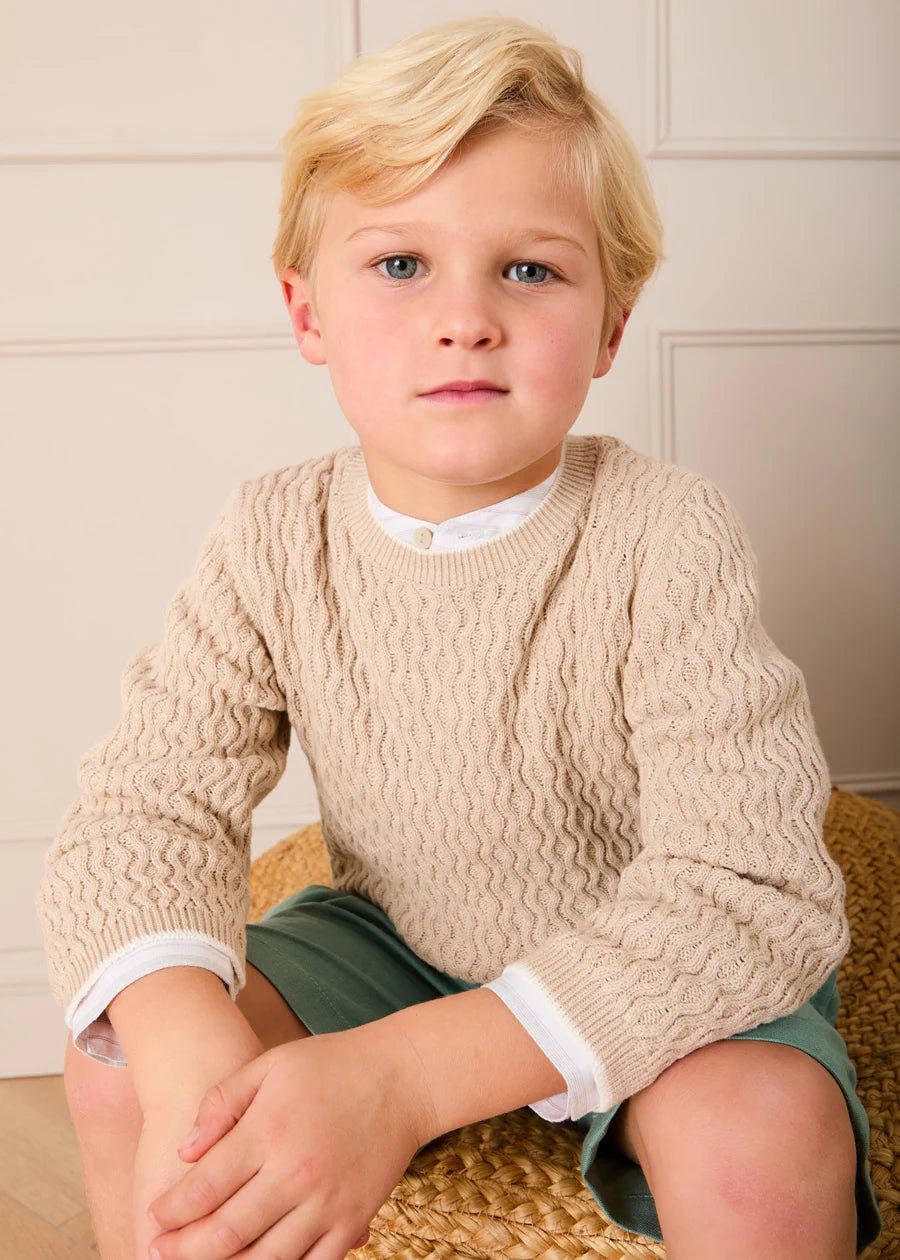 Wave Knit Jumper in Beige (3-10yrs)