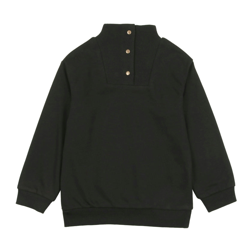 Kid Terry Mock Collat Snap Neck Long Sleeve Top