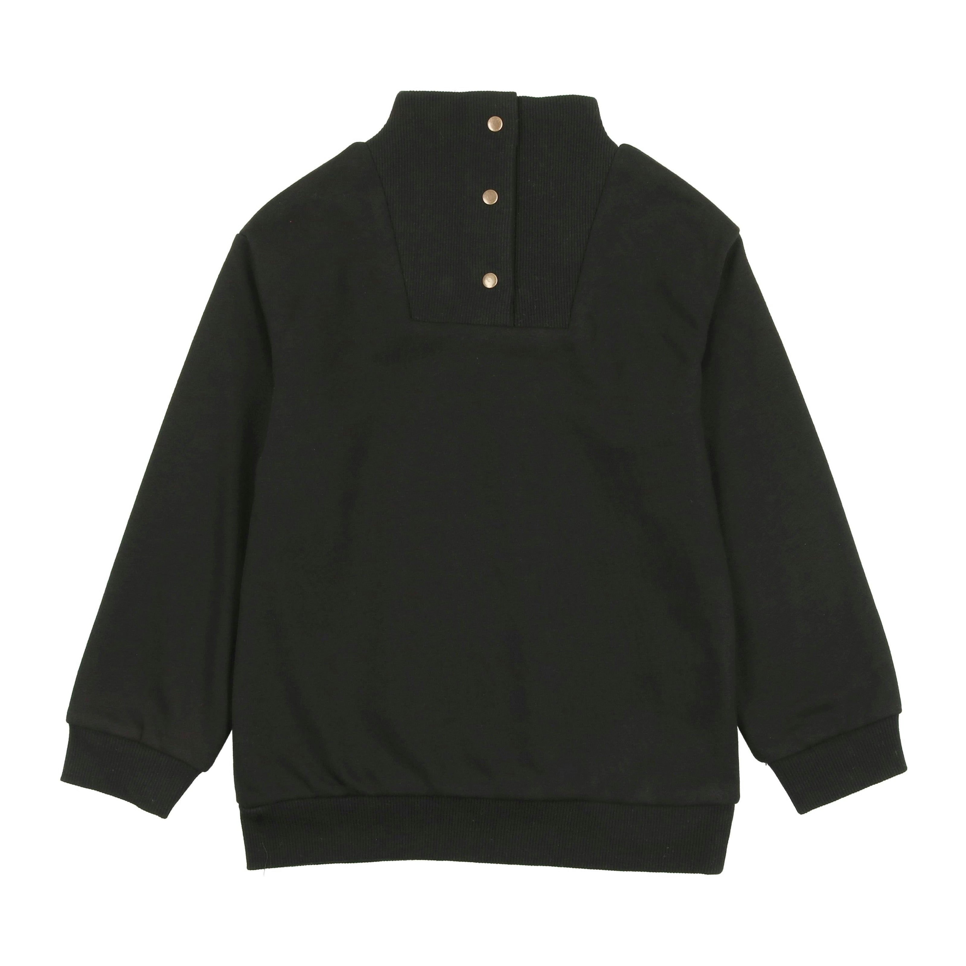 Kid Terry Mock Collat Snap Neck Long Sleeve Top