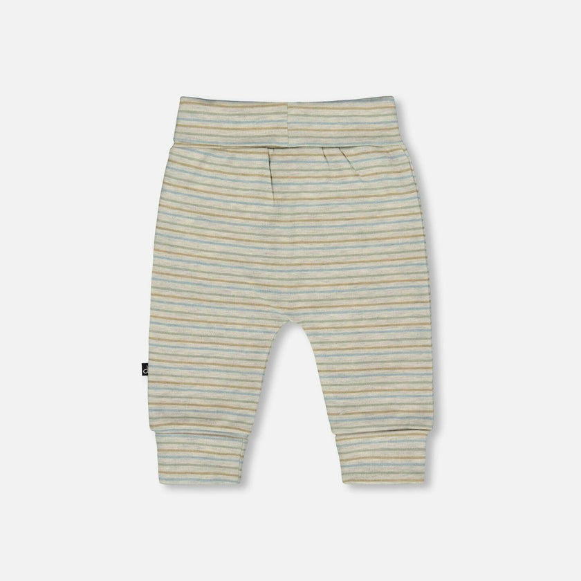 Organic Cotton Evolutive Pants Striped Heather Beige and Gray