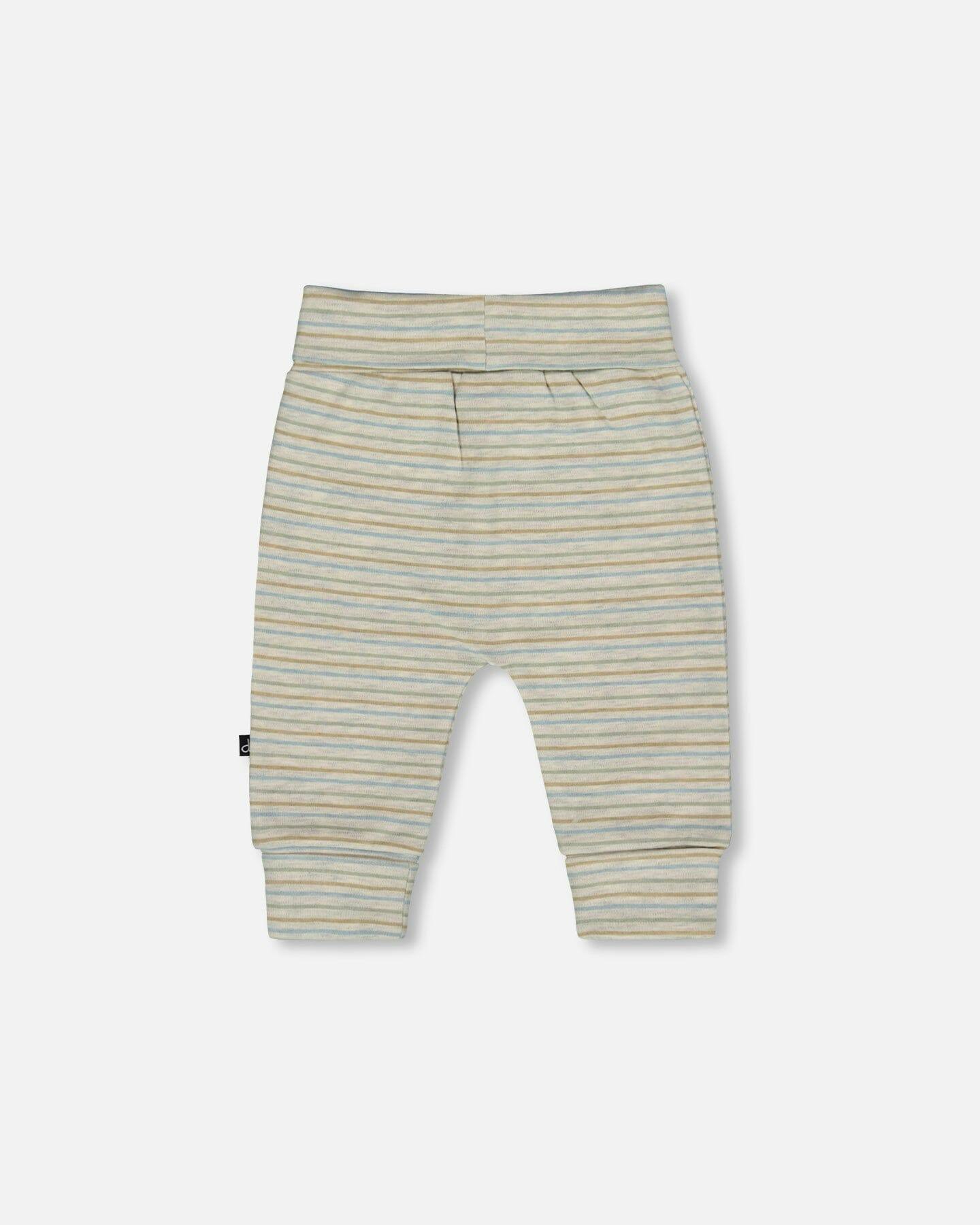 Organic Cotton Evolutive Pants Striped Heather Beige and Gray