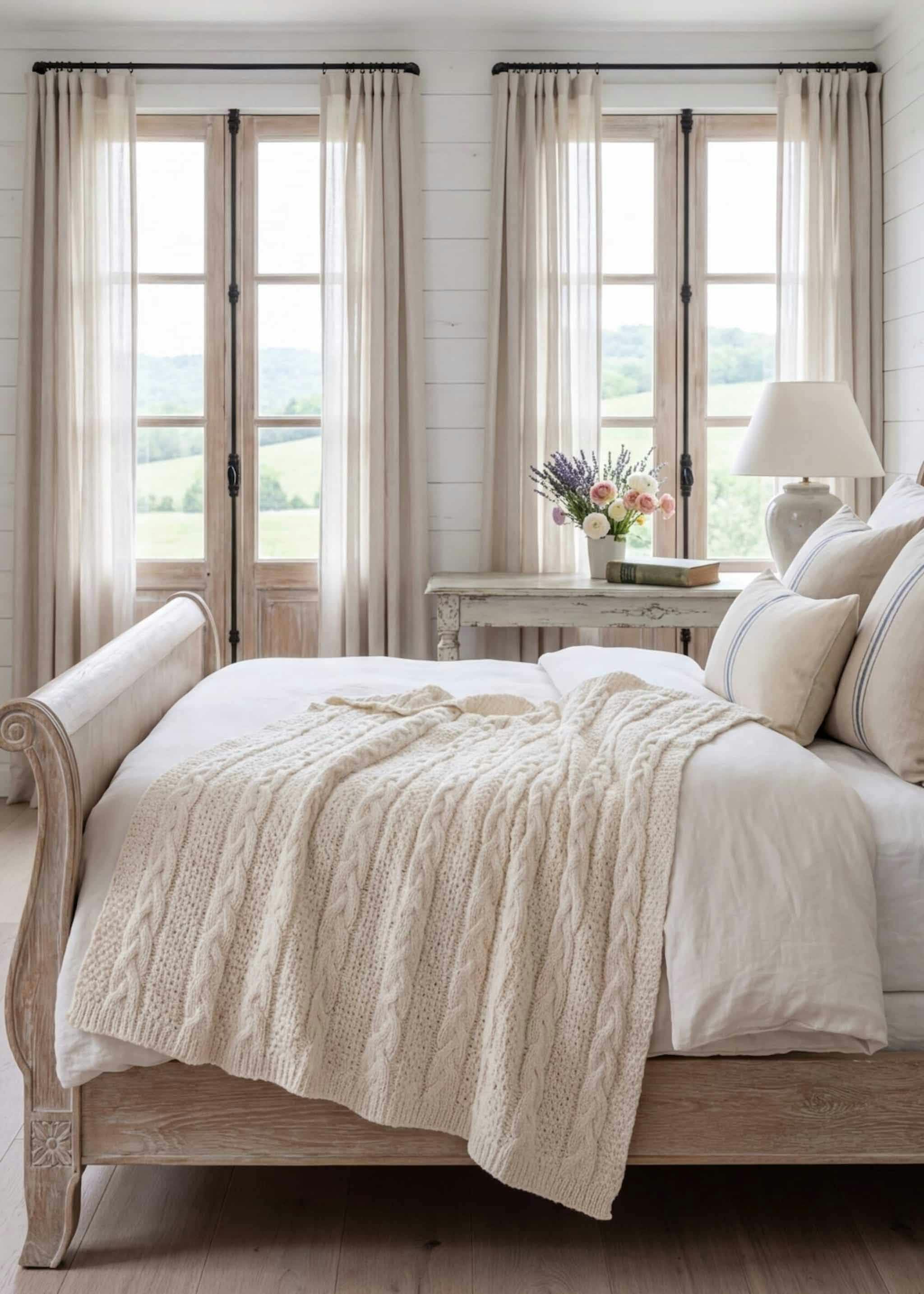Textured Sustainable Knit Throw Blanket - Chunky Cable