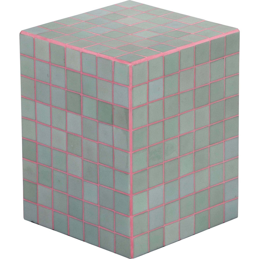 Callista 18" Modern Bohemian Ceramic Tiled Rectangle End Table