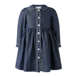 Polka Dot Button-Front Chambray Dress