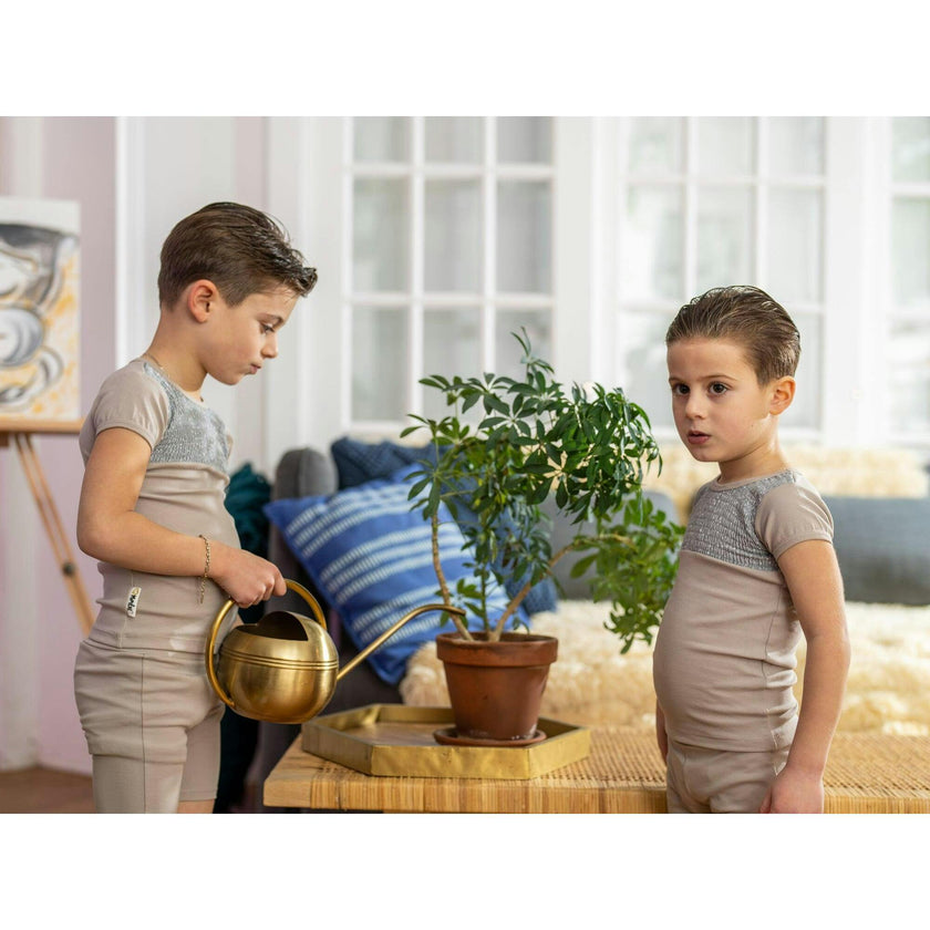 Boys Speckled Smocked Top & Short Set