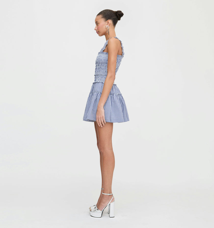 The Azalea Mini Nap Dress - Navy Gingham