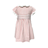 Gingham Dress Pleated Sash Waist