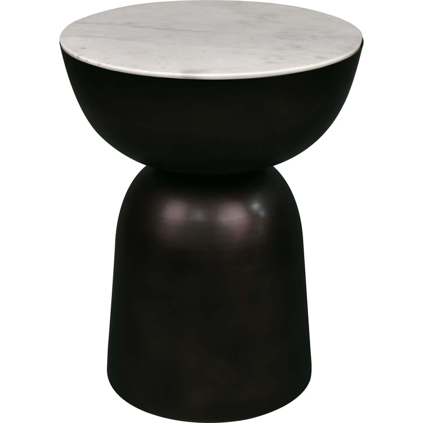 Atarah 20" Contemporary Natural Marble/Metal Handmade Hourglass End Table
