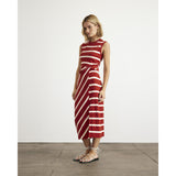 Sleeveless Striped Cody Dress, Red