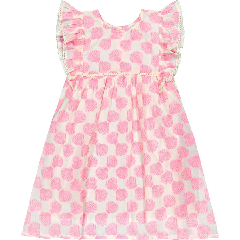 Seraphina Girl's Dress Shell Beach Pink, Pink
