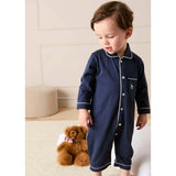 Rocking Horse Embroidered Pima Cotton All In One Pyjamas in Navy (6mths-3yrs)