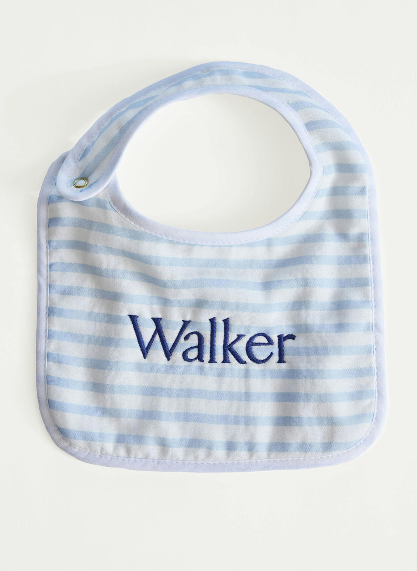 Baby Classic Bib - Blue & White Stripe