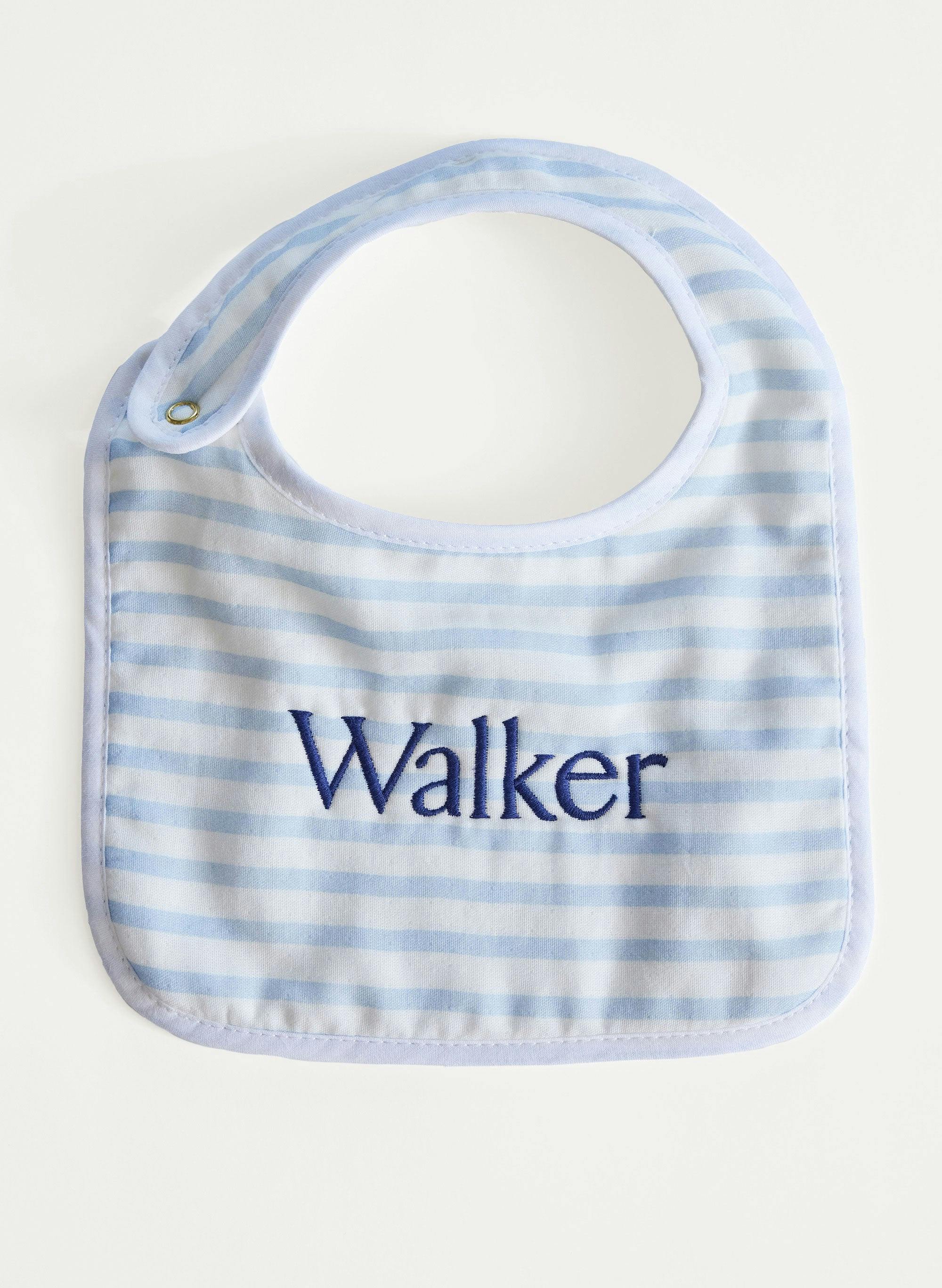 Baby Classic Bib - Blue & White Stripe