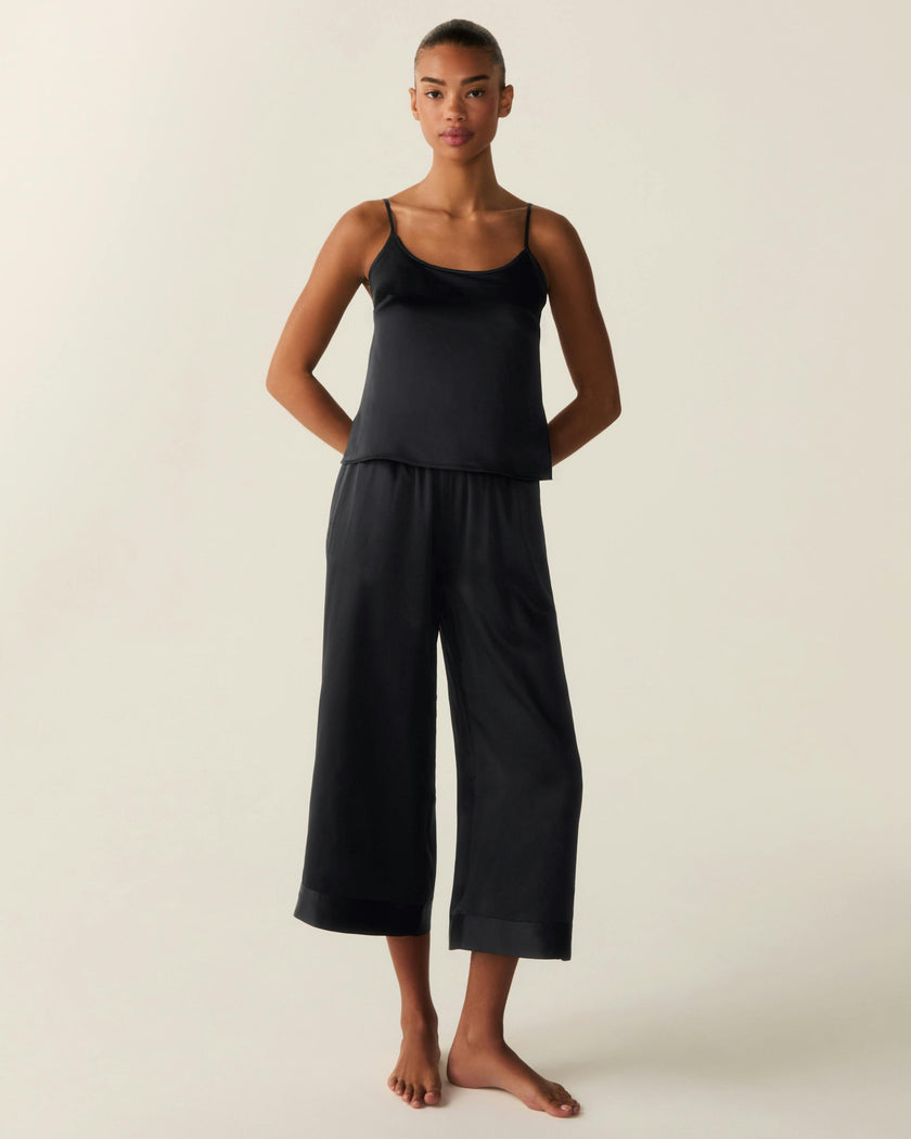 Women's Silk Olivia Wide-Leg Pant in Black