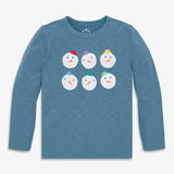 Kids long sleeve rainbow snowmen tee