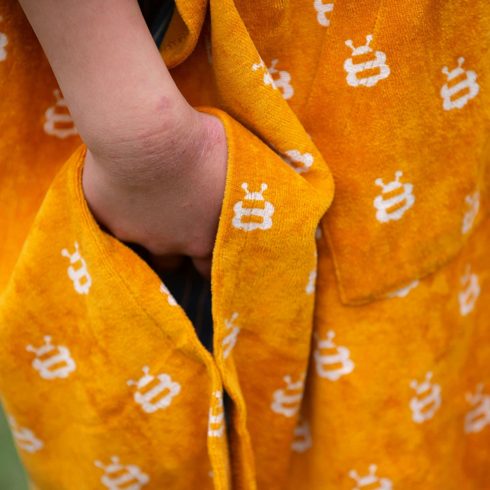Bees Kids Hooded Beach Poncho, Gold