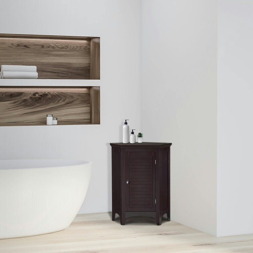 Glancy Wooden Corner Floor Cabinet with Shutter Door