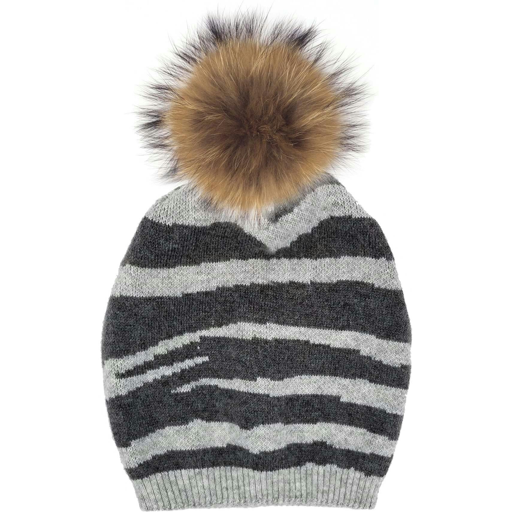 Tiger Pattern Wool Hat (Snap On Pom Sold Separately)
