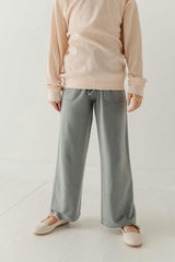 Girls Acid Wash Comfy Pant in Shadow Green