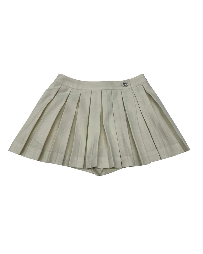 Jane Cream Soft Plaid Pleated Skort