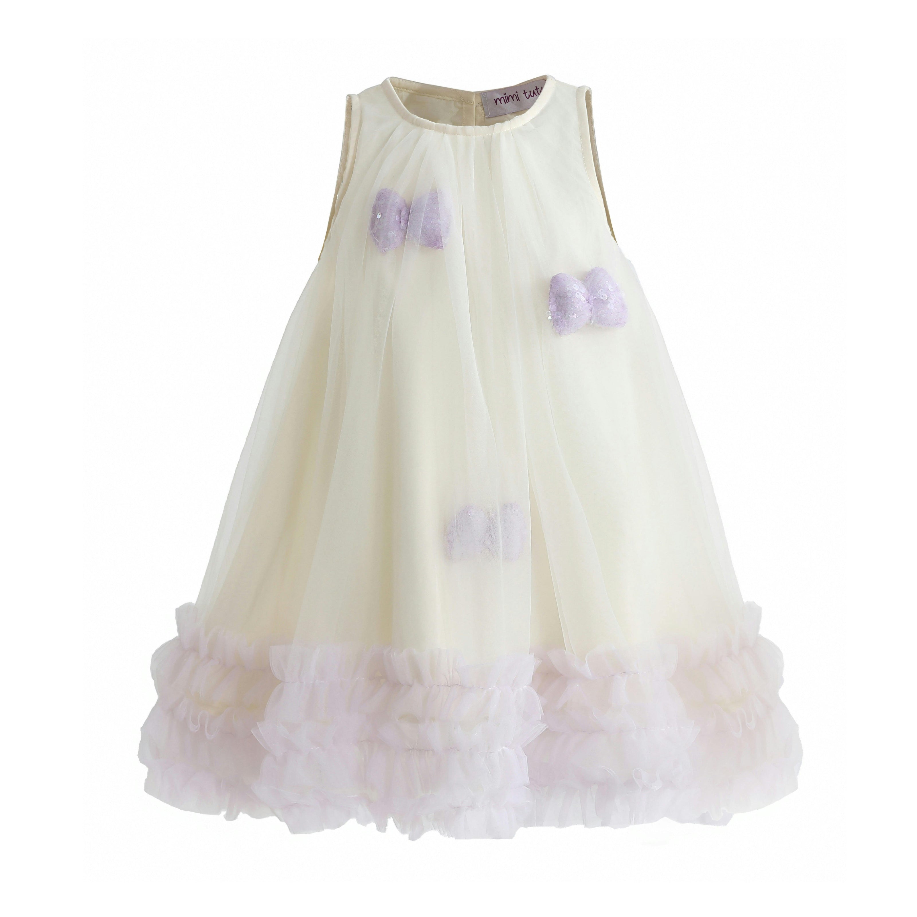 Cream & Purple Nayara Bow Dress