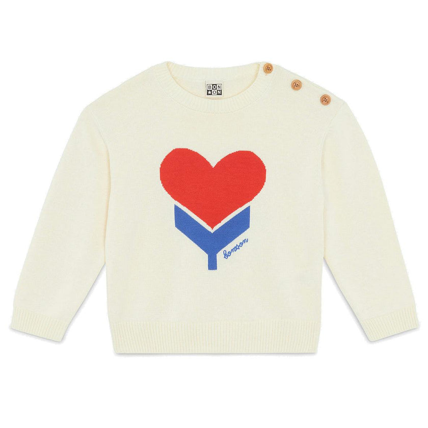 BONTON Misty Tulip Heart Sweater - Ecru