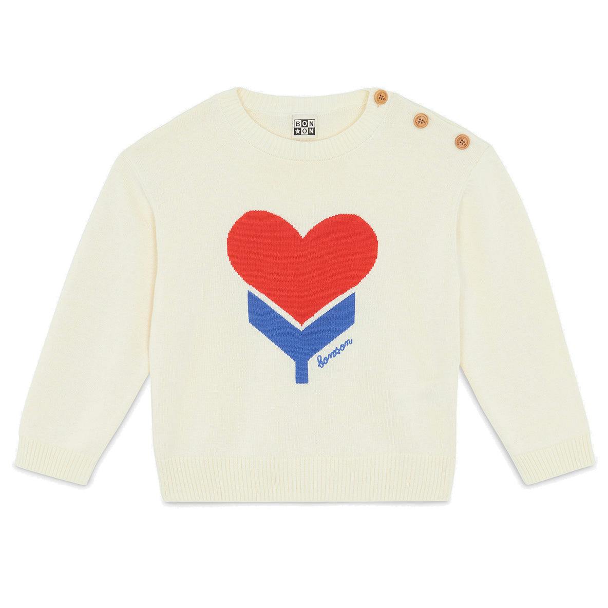 BONTON Misty Tulip Heart Sweater - Ecru