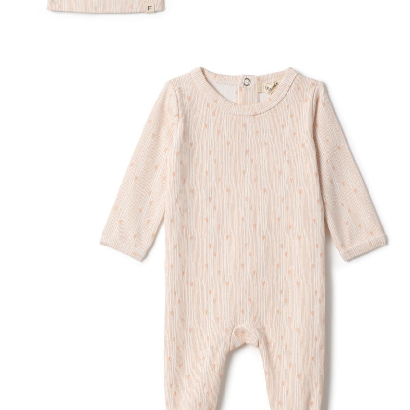 Line Print Onesie Powder/Rosette