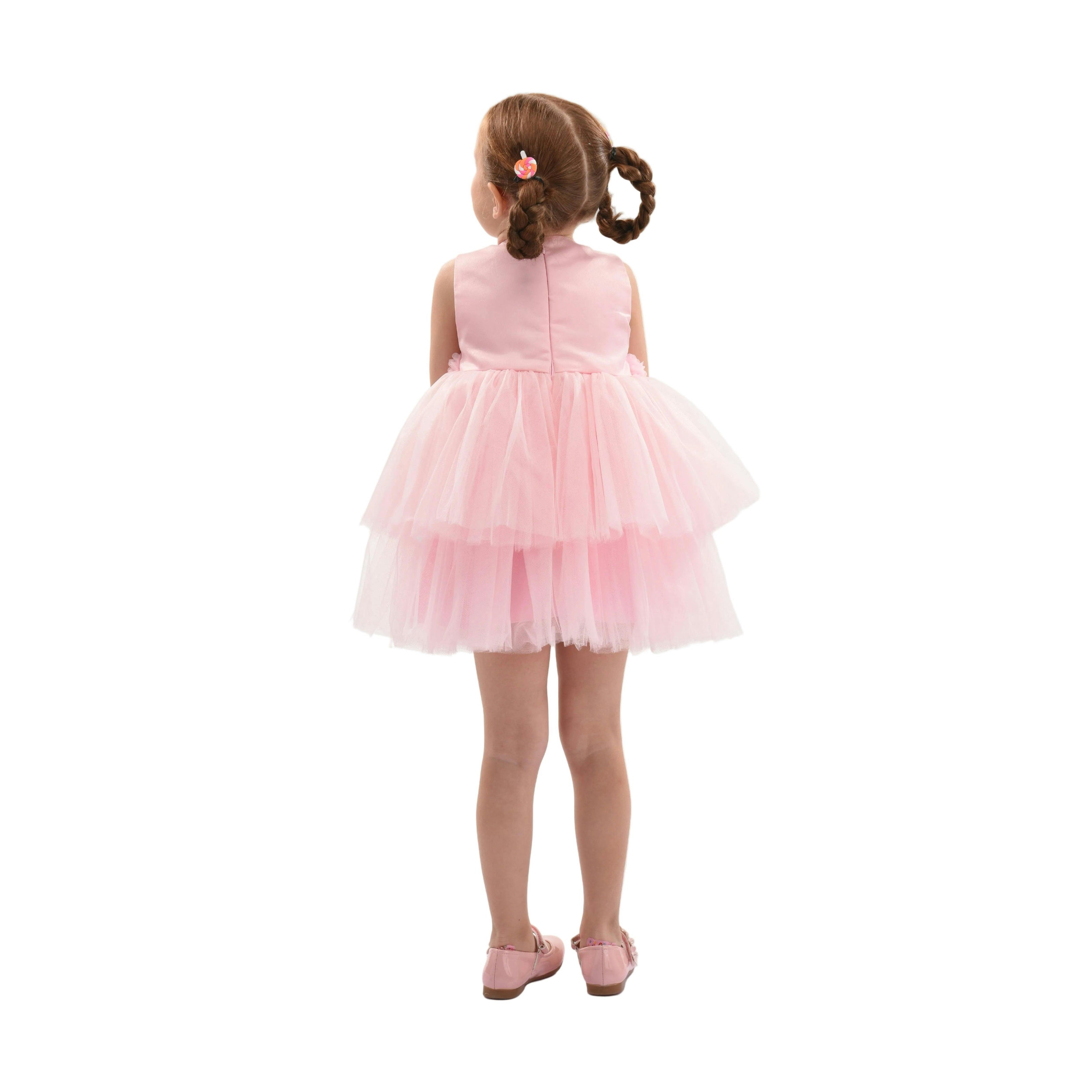 Light Pink Amarielle Floral Waist Tulle Dress