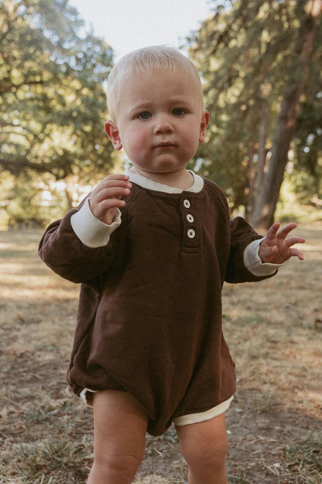 Graham Romper in Chocolate