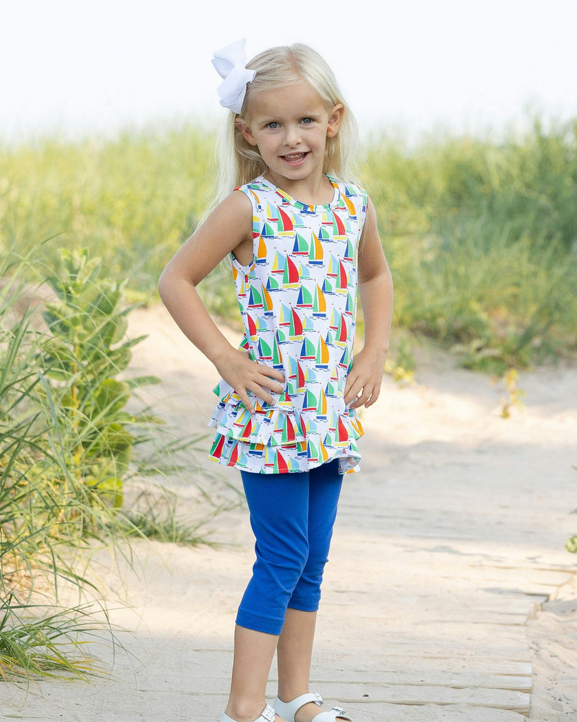 Sailboat Print Tunic with Capri Leggings Set