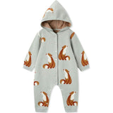 Knitted Birdseye Jacquard Hooded Jumpsuit