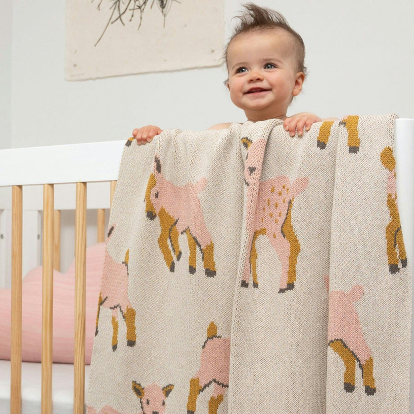 Baby Cotton Knit Blanket - Goat