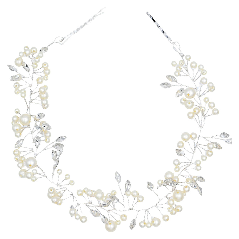 Crystal Accent Pearl Hair Vine